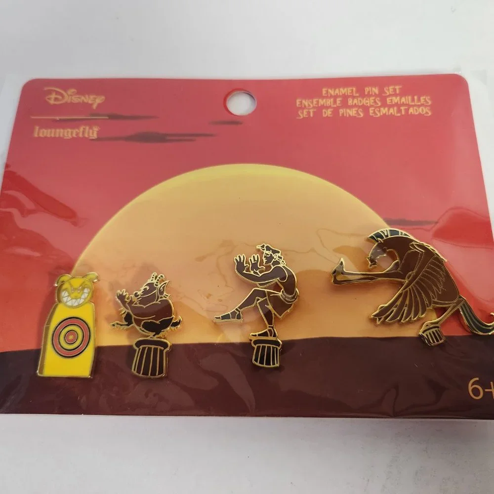 Loungefly Disney Hercules Pin Set 25th Anniversary Sunset 4 Enamel Pins - Picture 1 of 3